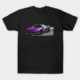 Purple C8 Corvette Stingray Parked In the Driveway Supercar Racecar Muscle Car Sportscar Corvette C8 T-Shirt